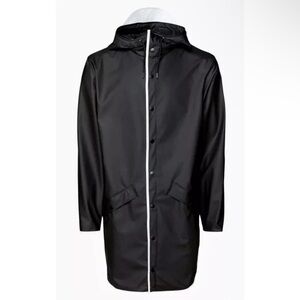 Rains Unisex Long jacket Reflective Balck Size Large, NWT